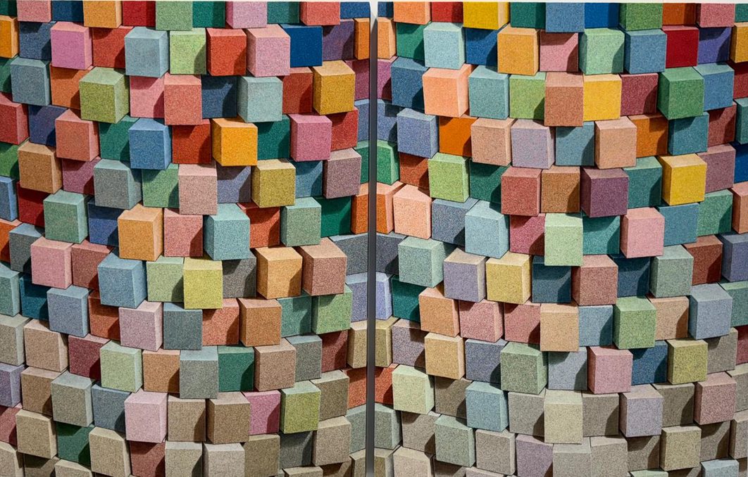 Reality + Image, 2026, 145 x 224 cm, Oil, sand and ground stone on board