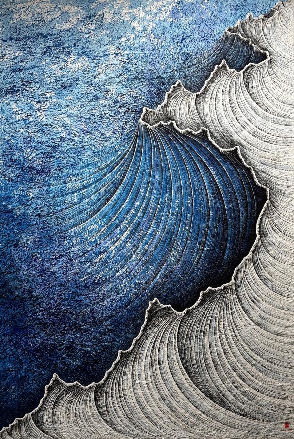Chemin infini, 2026, Ink, pigment on handmade Korean mulberry paper, 112 x 160 cm